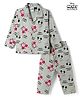 Ollypop Disney Knit Full Sleeves Shirt & Pyjama Co-ords Night Suit With Mickey Mouse Graphic - Grey