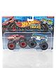 Hot Wheels Glow In Dark Free Wheel Die Cast  Monster Truck Pack of Two - Red & Blue
