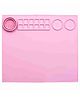 New Pinch Silicone Painting Mat for Arts & Crafts, 17 x 15 Non-stick Multipurpose Table Silicon Sheet with 12 palette grids, 2 large reservoirs & Cleaning Cup for Painting, Clay and Play Doh - Pink