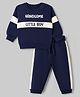 Doodle Poodle 100% Cotton Terry Knit Full Sleeves Winter Wear Suits With Handsome Little Boy Text Print - Navy Blue