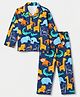 Babyhug Cotton Knit Full Sleeves Co-Ords Shirt & Pyjama Night Suit with Animal Print - Navy Blue