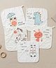 Baby Tales 6 Layer Organic Cotton Muslin Animal Printed Baby Handkerchiefs Ultra Gentle & Highly Absorbent Pack Of 5 - White