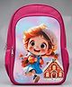 Purple Tots 15 Inches Durable Water Resistant Winter Adventure Girl Print Backpack With Bottle Pocket And Front Organizer - Pink