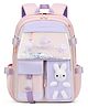 Purple Tots 17 Inches Cute Bunny Soft Toy Backpack for Small Primary School Kids with Multiple Zip Pockets & Anti Theft Pocket - Pink & Purple