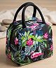Purple Tots Lunch Bag with Floral Print - Black
