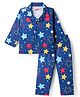 Babyhug Cotton Knit Full Sleeves Co-Ords Shirt & Pajama Night Suit Star Print - Navy