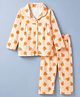 Babyhug Cotton Knit Full Sleeves Co-Ords Shirt & Pyjama Night Suit with Checks & Orange Print - Orange