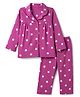 Babyhug Cotton Knit Full Sleeves Co-Ords Shirt & Pyjama Night Suit with Star Print - Purple