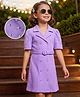 Hola Bonita Knit Half Sleeves Solid Colour Emblished Shirt Dress With Belt - Lilac