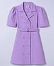 Hola Bonita Knit Half Sleeves Solid Colour Emblished Shirt Dress With Belt - Lilac