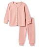 Babyhug Knit Full Sleeves Stripes Vest & Pant Thermal Wear Set - Pink