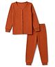 Babyhug Knit Full Sleeves Stripes Vest & Pant Thermal Wear Set - Rust Orange