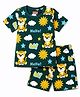 Babyhug Cotton Knit Half Sleeves Tiger Printed Co-Ords T-Shirt & Shorts Night Suit - Dark Green