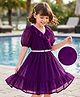 Hola Bonita Woven Half Sleeves Texture Dress With Belt - Purple