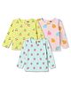 Babyhug Cotton Knit Full Sleeves Tropical Theme Printed T-Shirts Pack of 3 - Yellow Pink & Pink