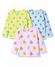 Babyhug Cotton Knit Full Sleeves T-Shirts with Fruit Print Pack of 3 - Yellow Pink & Mint