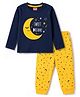 Babyhug Cotton Knit Full Sleeves Sweet Dreams Printed T-Shirt & Pyjama Night Suit - Navy