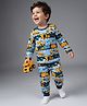 Babyhug 100% Cotton Knit Full Sleeves JCB Printed Co-Ords T-Shirt & Pyjama Night Suit - Multicolour