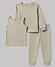Babyhug Knit Full Sleeves Striped Three Piece Pullover Thermal Wear Set - Light Grey