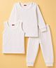 Babyhug Knit Full Sleeves Solid Vests & Pant Thermal Inner Wear - Offwhite