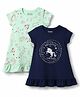 Honeyhap  Premium Cotton 100% Cotton Knit Half Sleeves Unicorn Printed Nighties with Bio Finish Pack of 2 - Bay & Navy Peony