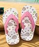 Pine Kids Slip On Flip Flops With Racket & Floral Print - Pink & White