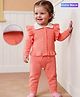 Babyoye Cotton Woven Full Sleeves Solid Dyed Sweater Set - Coral