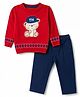 ToffyHouse Knitted Full Sleeves Bear Designed Sweater Set - Red