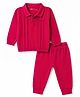 ToffyHouse Knitted Full Sleeves T-Shirt & Pant Set With Cable Knit Design - Red