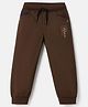 Olio Kids Cotton Woven Full Length Joggers with California Embroidery - Dark Brown