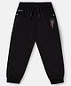 Olio Kids Cotton Woven Full Length Joggers with California Embroidery - Black