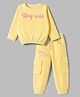 Olio Kids Looper Knit Full Sleeves Text Printed T-Shirt & Jogger Set - Yellow