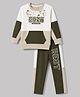 Olio Kids Looper Knit Full Sleeves T-Shirt & Pant With Text Print - Olive Green