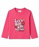 Olio Kids Looper Knit Full Sleeves Winter Wear Floral T-Shirt With Text Print - Dark Pink