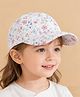 Ziory Cotton Woven Floral Printed Baseball Cap - White - Circumference 52-54 Cm
