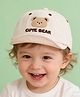 Ziory Cotton Woven Bear Embroidered Baseball Cap - White - Circumference 52-54 Cm