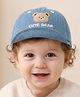 Ziory Teddy Bear Face Embroidered Cap - Blue - Circumference - 48-50 Cms