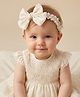 Ziory Pearl Embellished Bow Applique Detailed Headband - Beige