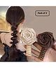 Ziory Set Of 2 Floral Designed Ponytail Holders - Beige & Brown