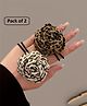 Ziory Set Of 2 Leopard Printed Floral Hair Ties - Brown & Beige