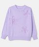 Primo Gino Cotton Blend Knit Pullover with Full Sleeves and Flower Embroidery - Lavender