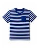 Honeyhap Premium 100% Cotton Knit Half Sleeves Striped T-Shirt - Blue