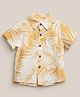 pattuti Cotton Woven Half Sleeves Leaves Printed Shirt -Yellow