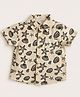 pattuti Cotton Linen Woven Half Sleeves Sea Life Printed Shirt - Beige