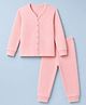 Babyhug Knit Full Sleeves Solid Vest & Pant Thermal Inner Wear Set - Pink