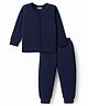 Babyhug Knit Full Sleeves Solid Vest & Pant Thermal Inner Wear Set - Navy Blue