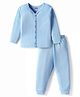 Babyhug Knit Full Sleeves Solid Vest & Pant Thermal Inner Wear Set - Light Blue