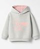 Bonfino Cotton Fleece Knit Oversized Hoodie with Full Sleeves and Unicorn Print - Light Grey