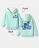 Bonfino Cotton Fleece Knit Oversized Hoodie with Full Sleeves and Surf Point Print in Front & Back - Aqua Blue