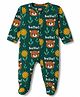 Babyhug Cotton Knit Full Sleeves Footed Sleepsuit with Bear Print - Green
